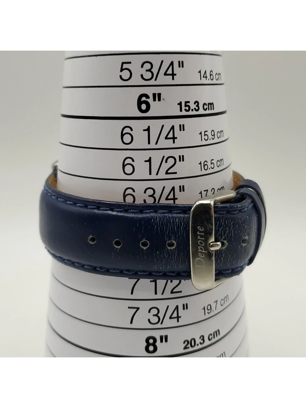 Deporte Mens 42mm Watch New Battery Blue/Yellow Date Dial  Blue Band